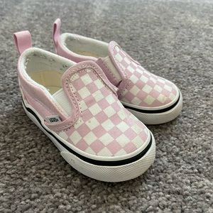 Baby Pink & White checkerboard vans!
